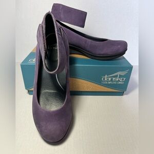 Dansko Women's Purple Suede Lulu Nubuck Mary Jane Wedge